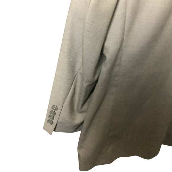 Kasper Men's Khaki Tan Wool Suit Jacket & Pants 2-Piece Set 46L Pure Virgin Wool - Picture 12 of 16